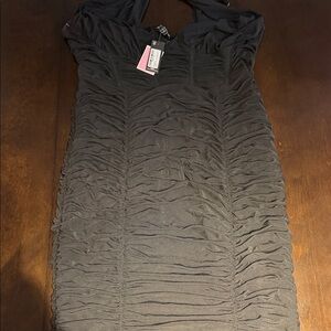 PrettyLittleThing Black Ruched Mini Dress